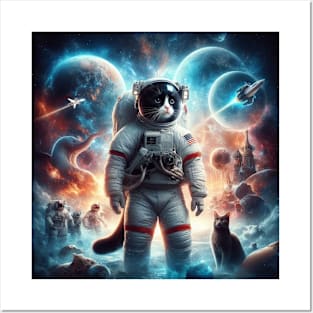 Space cat, cat astronaut Posters and Art